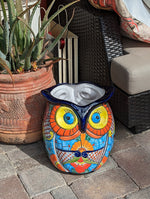 Owl Flower Pot 14" Ceramic Planter, Gorgeous Handmade Talavera Pottery, Outdoor Garden Decor, Home Decor, Unique Gift for Birders