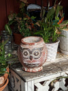 Aztec Owl Flower Pot - Copper & Black, Owl Gifts, Mexican Pottery, Indoor Outdoor Owl Decorations, Medium Pot