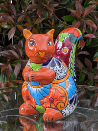 Talavera Squirrel, Ceramic Squirrel Figurine, Squirrel Gifts, Garden Statue, Talavera Pottery, Handmade, Hand Painted, Squirrel Decor Figure