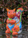 Talavera Squirrel, Ceramic Squirrel Figurine, Squirrel Gifts, Garden Statue, Talavera Pottery, Handmade, Hand Painted, Squirrel Decor Figure