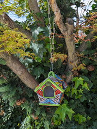 Ceramic Bird Feeder, Talavera Pottery, Decorative Outdoor Hanging Feeder Station, Handmade Mexican Pottery, Attract Wild Birds