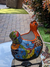 Talavera Chicken Ceramic Planter & Colorful Flower Pot, Handmade Outdoor Decor or Indoor Planter Pot, Colorful Ceramic Mexican Garden Decor