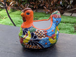 Talavera Chicken Ceramic Planter & Colorful Flower Pot, Handmade Outdoor Decor or Indoor Planter Pot, Colorful Ceramic Mexican Garden Decor