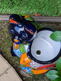 Talavera Cat Flower Pot, Ceramic Planter Home Decor, Indoor Outdoor Planter Pot, Mexican Pottery Yard & Garden Decor, Handmade