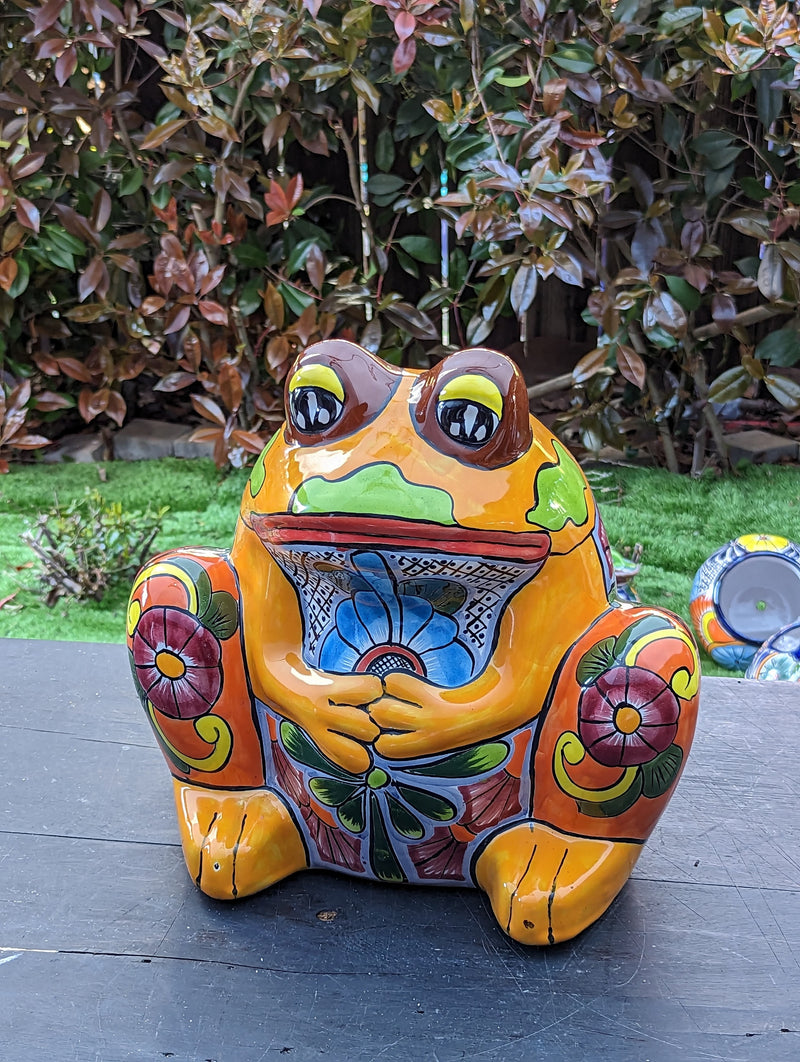 Frog Flower Pot, Colorful Ceramic Planter, Talavera Pottery, Indoor Outdoor Planter, Talavera Pot, Mexican Planter, Handmade Frog Pot, Large