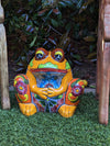 Frog Flower Pot, Colorful Ceramic Planter, Talavera Pottery, Indoor Outdoor Planter, Talavera Pot, Mexican Planter, Handmade Frog Pot, Large