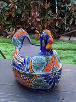 Talavera Chicken Ceramic Planter & Colorful Flower Pot, Handmade Outdoor Decor or Indoor Planter Pot, Colorful Ceramic Mexican Garden Decor