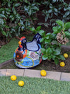 Talavera Chicken Ceramic Planter & Colorful Flower Pot, Handmade Outdoor Decor or Indoor Planter Pot, Colorful Ceramic Mexican Garden Decor