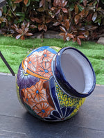 Colorful Sidepot Planter, Talavera Ceramic Flower Pot, Handmade Pottery, Outdoor Garden Decor, Indoor Home Decor, Unique Gift