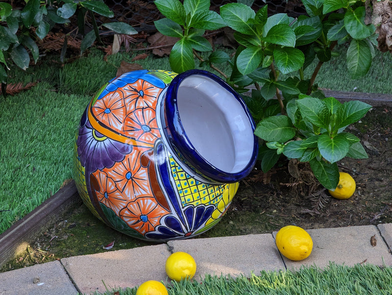 Colorful Sidepot Planter, Talavera Ceramic Flower Pot, Handmade Pottery, Outdoor Garden Decor, Indoor Home Decor, Unique Gift