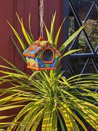 Ceramic Bird Feeder, Talavera Pottery, Decorative Outdoor Hanging Feeder Station, Handmade Mexican Pottery, Attract Wild Birds
