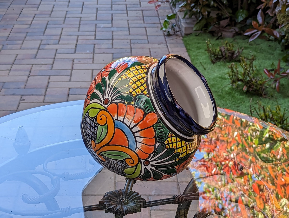 Colorful Sidepot Planter, Talavera Ceramic Flower Pot, Handmade Pottery, Outdoor Garden Decor, Indoor Home Decor, Unique Gift