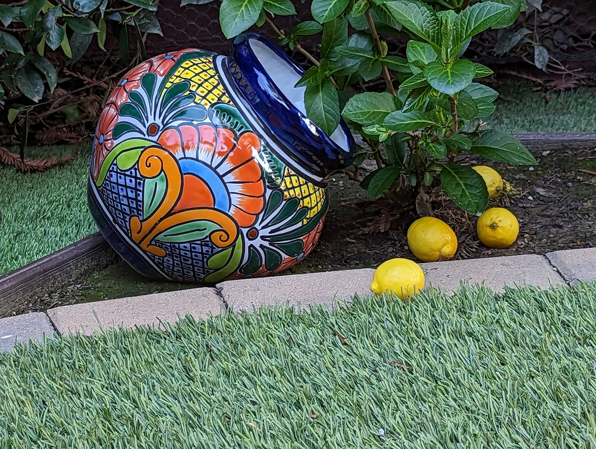 Colorful Sidepot Planter, Talavera Ceramic Flower Pot, Handmade Pottery, Outdoor Garden Decor, Indoor Home Decor, Unique Gift