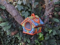 Ceramic Bird Feeder, Talavera Pottery, Decorative Outdoor Hanging Feeder Station, Handmade Mexican Pottery, Attract Wild Birds