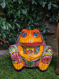Frog Flower Pot, Colorful Ceramic Planter, Talavera Pottery, Indoor Outdoor Planter, Talavera Pot, Mexican Planter, Handmade Frog Pot, Large