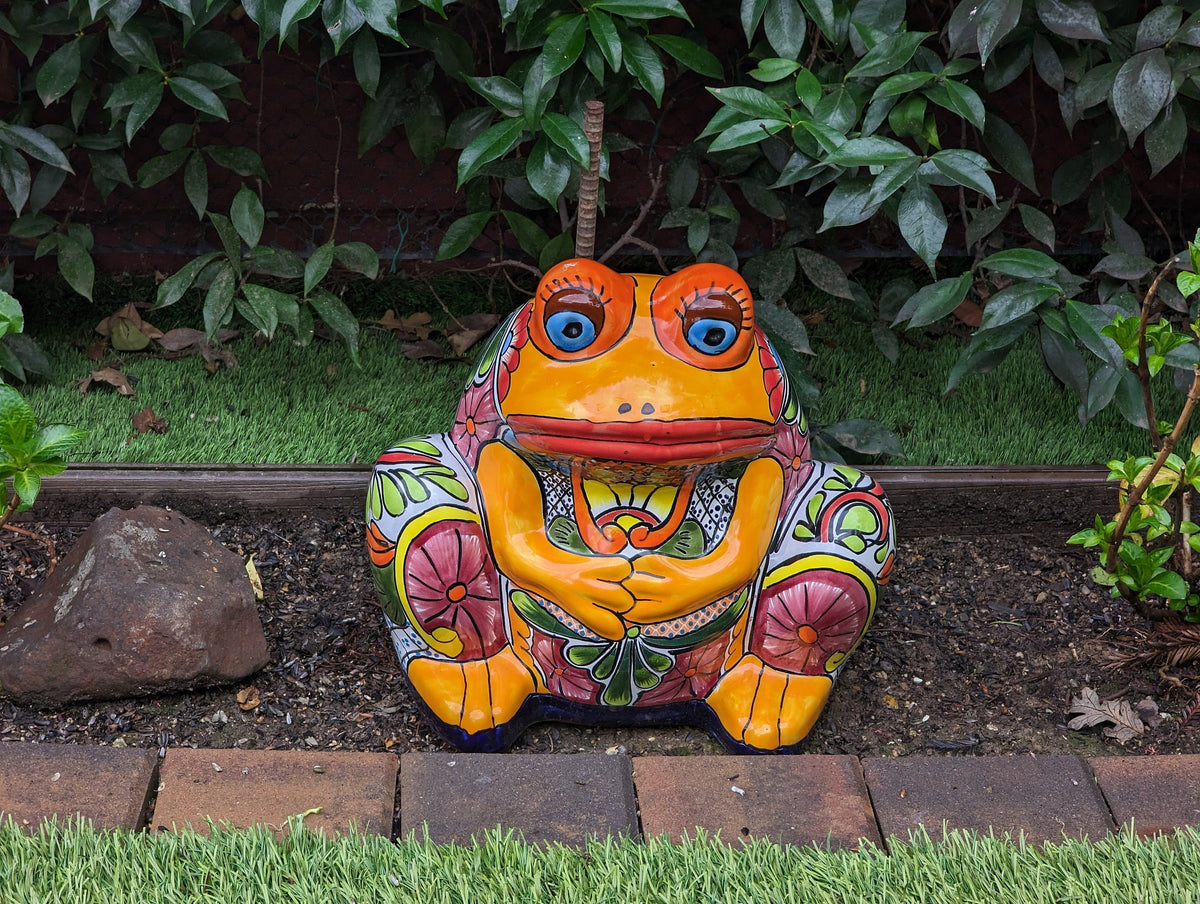 Frog Flower Pot, Colorful Ceramic Planter, Talavera Pottery, Indoor Outdoor Planter, Talavera Pot, Mexican Planter, Handmade Frog Pot, Large