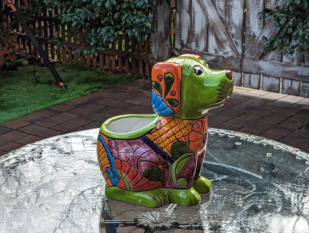 Cute Dog Flower Pot, Talavera Planter, Dog Decor, Flower Pots Outdoor, Dog Decorations, Handmade Mexican Talavera Pottery, Cute Dog Gifts