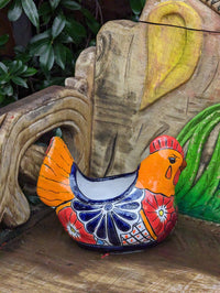 Chicken Flower Pot, Ceramic Talavera Planter, Handmade Mexican Pottery, Indoor Planter, Outdoor Pot, Colorful Home Decor, Small Planter Pot