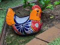 Chicken Flower Pot, Ceramic Talavera Planter, Handmade Mexican Pottery, Indoor Planter, Outdoor Pot, Colorful Home Decor, Small Planter Pot