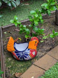 Chicken Flower Pot, Ceramic Talavera Planter, Handmade Mexican Pottery, Indoor Planter, Outdoor Pot, Colorful Home Decor, Small Planter Pot