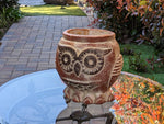 Aztec Owl Flower Pot - Copper & Black, Mexican Pottery, Indoor Outdoor Plant Pot, Owl Decor, Owl Gifts Large Pot