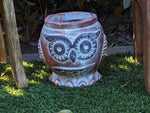 Aztec Owl Flower Pot - Copper & Black, Mexican Pottery, Indoor Outdoor Plant Pot, Owl Decor, Owl Gifts Large Pot