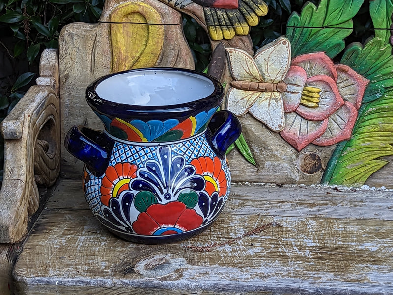 10.5" Round Large Planter, Ceramic Flower Pot, Mexican Garden Decor, Talavera Planter, Planter Pot, Handmade Ceramic Pot, Planter Gift Ideas