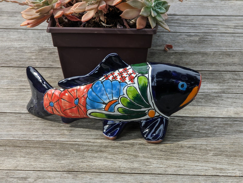 Ceramic Fish, Talavera Pottery, Handmade in Mexico, Fish Home Decor, Garden or Porch Decor, Yard Art, Unique Gift for Fish Lovers