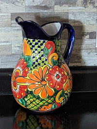 Beverage Pitcher, Handmade Talavera Pottery, Large Pitcher for Water, Lemonade, Drinks, Juice, Home Barware Party Pitcher, Mexican Decor
