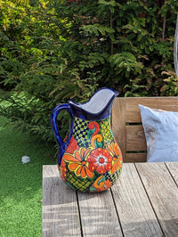 Beverage Pitcher, Handmade Talavera Pottery, Large Pitcher for Water, Lemonade, Drinks, Juice, Home Barware Party Pitcher, Mexican Decor