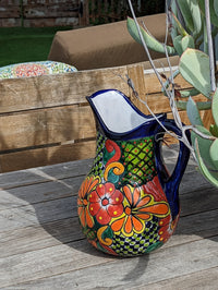 Beverage Pitcher, Handmade Talavera Pottery, Large Pitcher for Water, Lemonade, Drinks, Juice, Home Barware Party Pitcher, Mexican Decor