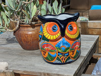 Owl Flower Pot 14" Talavera Ceramic Planter, Gorgeous Handmade Pottery, Outdoor Garden Decor, Indoor Home Decor, Unique Gift for Birders