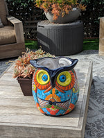 Owl Flower Pot 14" Ceramic Planter, Gorgeous Handmade Talavera Pottery, Outdoor Garden Decor, Home Decor, Unique Gift for Birders