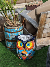 Owl Flower Pot 14" Ceramic Planter, Gorgeous Handmade Talavera Pottery, Outdoor Garden Decor, Home Decor, Unique Gift for Birders