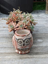 Aztec Owl Flower Pot - Copper & Black, Owl Gifts, Mexican Pottery, Indoor Outdoor Owl Decorations, Medium Pot