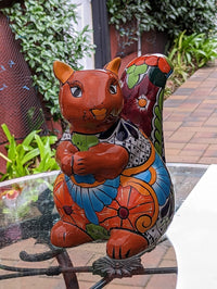 Talavera Squirrel, Ceramic Squirrel Figurine, Squirrel Gifts, Garden Statue, Talavera Pottery, Handmade, Hand Painted, Squirrel Decor Figure