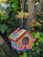 Ceramic Bird Feeder, Talavera Pottery, Decorative Outdoor Hanging Feeder Station, Handmade Mexican Pottery, Attract Wild Birds