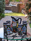 Talavera Ceramic Pitcher & Six Glasses, Handmade Talavera Pottery, Ceramic Water Pitcher Set for the Kitchen or Dining Room, Mexican Pottery