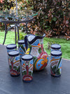 Talavera Ceramic Pitcher & Six Glasses, Handmade Talavera Pottery, Ceramic Water Pitcher Set for the Kitchen or Dining Room, Mexican Pottery