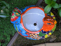 Talavera Chicken Ceramic Planter & Colorful Flower Pot, Handmade Outdoor Decor or Indoor Planter Pot, Colorful Ceramic Mexican Garden Decor