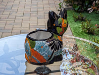Talavera Cat Flower Pot, Ceramic Planter Home Decor, Indoor Outdoor Planter Pot, Mexican Pottery Yard & Garden Decor, Handmade