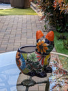 Talavera Cat Flower Pot, Ceramic Planter Home Decor, Indoor Outdoor Planter Pot, Mexican Pottery Yard & Garden Decor, Handmade