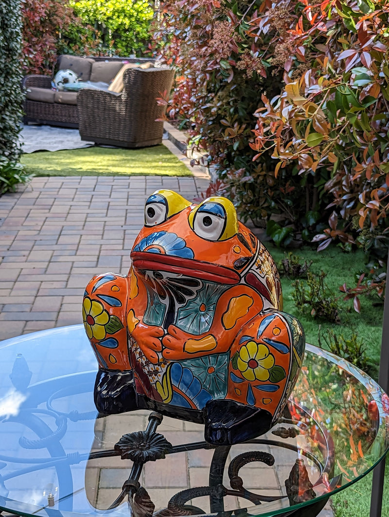 Frog Flower Pot, Colorful Ceramic Planter, Talavera Pottery, Indoor Outdoor Planter, Talavera Pot, Mexican Planter, Handmade Frog Pot, Large