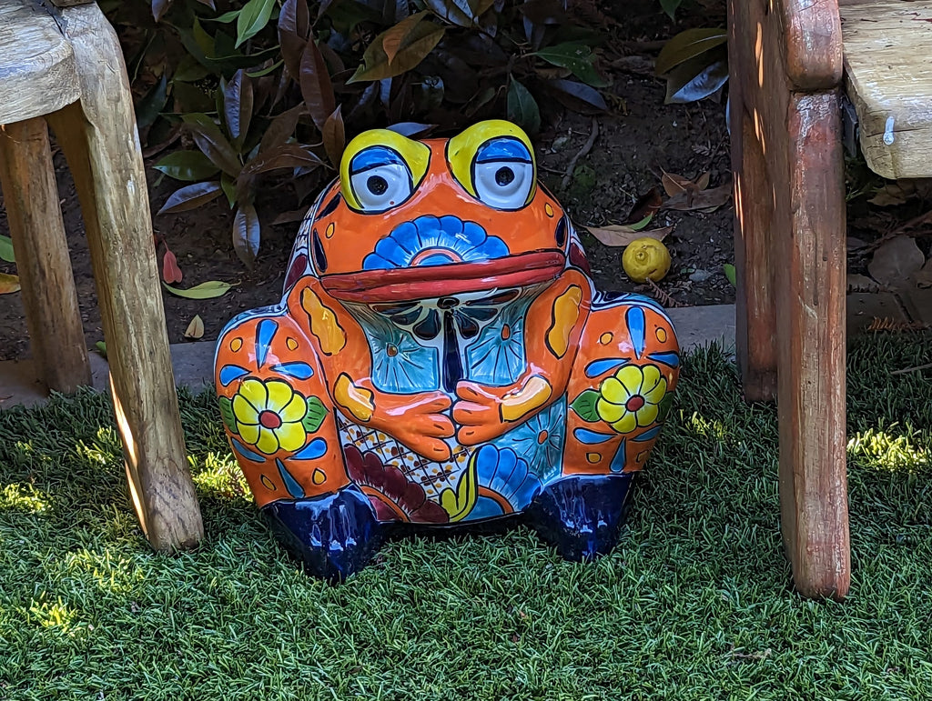 Frog Flower Pot, Colorful Ceramic Planter, Talavera Pottery, Indoor Outdoor Planter, Talavera Pot, Mexican Planter, Handmade Frog Pot, Large