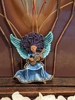 Christmas Ornament - Angel with Guitar, Handmade in Oaxaca Mexico, Angel Musician Christmas Decor, Angel Wings, Mexican Art