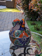 Talavera Chicken Ceramic Planter & Colorful Flower Pot, Handmade Outdoor Decor or Indoor Planter Pot, Colorful Ceramic Mexican Garden Decor