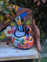 Talavera Chicken Ceramic Planter & Colorful Flower Pot, Handmade Outdoor Decor or Indoor Planter Pot, Colorful Ceramic Mexican Garden Decor