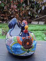 Talavera Chicken Ceramic Planter & Colorful Flower Pot, Handmade Outdoor Decor or Indoor Planter Pot, Colorful Ceramic Mexican Garden Decor