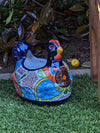 Talavera Chicken Ceramic Planter & Colorful Flower Pot, Handmade Outdoor Decor or Indoor Planter Pot, Colorful Ceramic Mexican Garden Decor