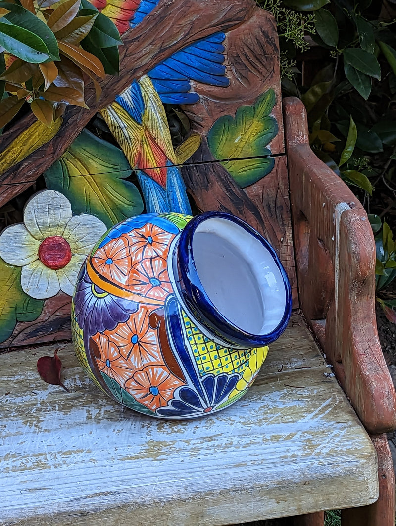 Colorful Sidepot Planter, Talavera Ceramic Flower Pot, Handmade Pottery, Outdoor Garden Decor, Indoor Home Decor, Unique Gift